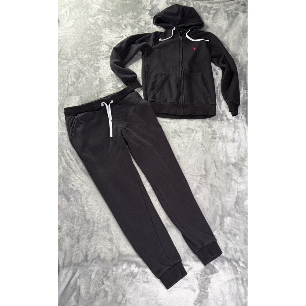 Polo Ralph Lauren Fleece Full Zip Sweatsuit Set Black Mens Small Matching